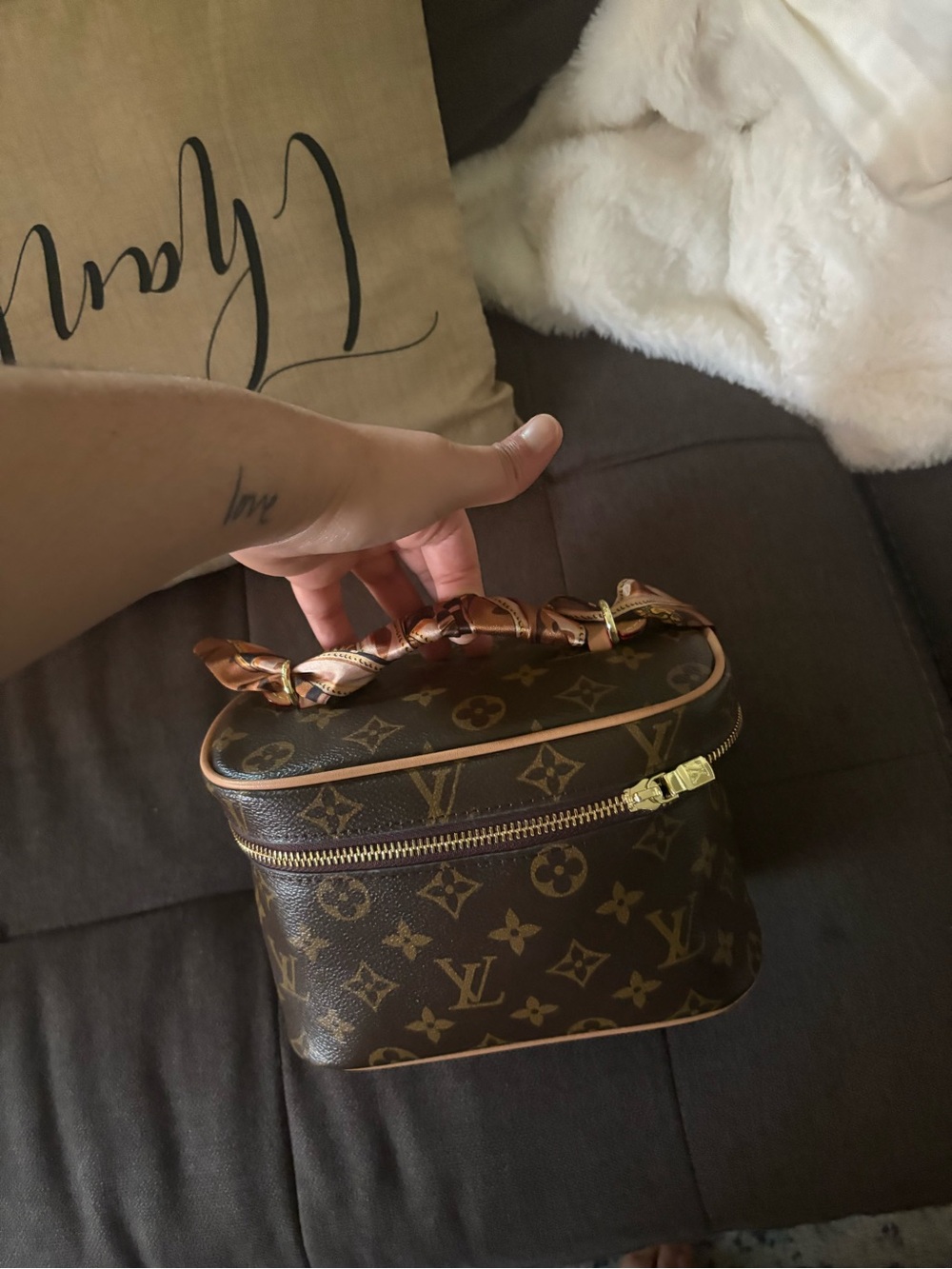 Louis Vuitton Brown Monogram Crossbody Bag with Tan Trim